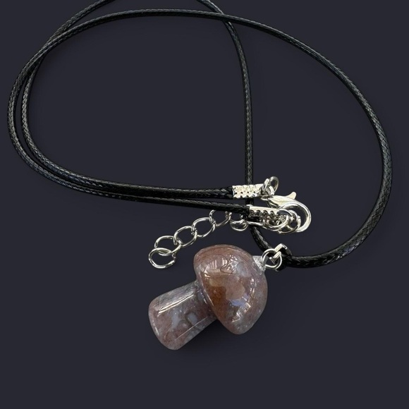 Indian Agate Mushroom Pendant Necklace - Picture 2 of 3